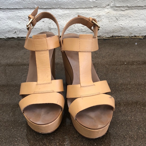 Zara peach nude platform sandals leather - Picture 4 of 5